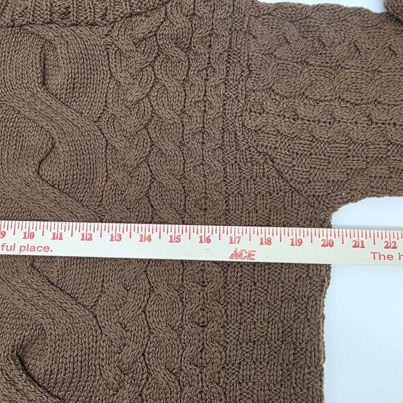 Cozy Brown Cable Knit Turtleneck Sweater - Picture 4 of 5